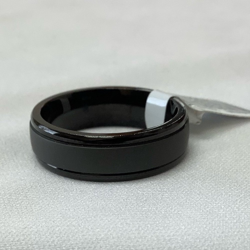 Tantalum black and gray wedding band.